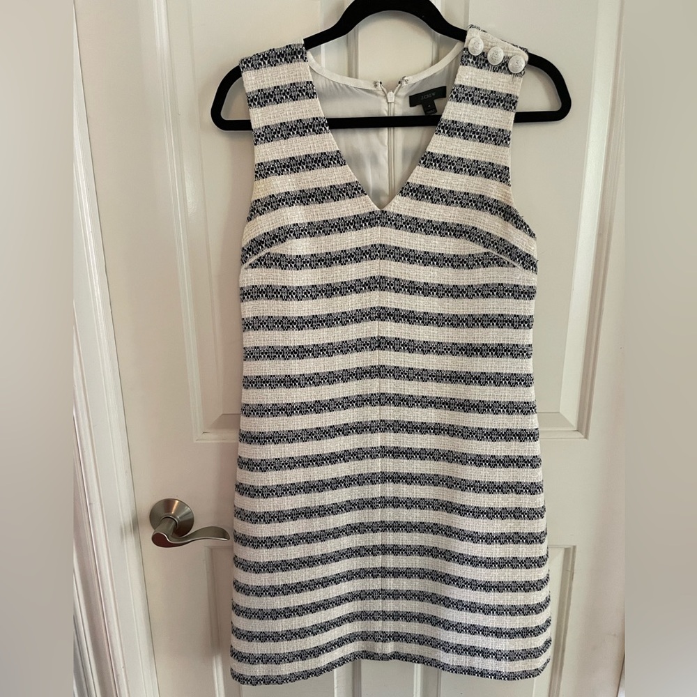 J.Crew preppy A-line striped tweed dress